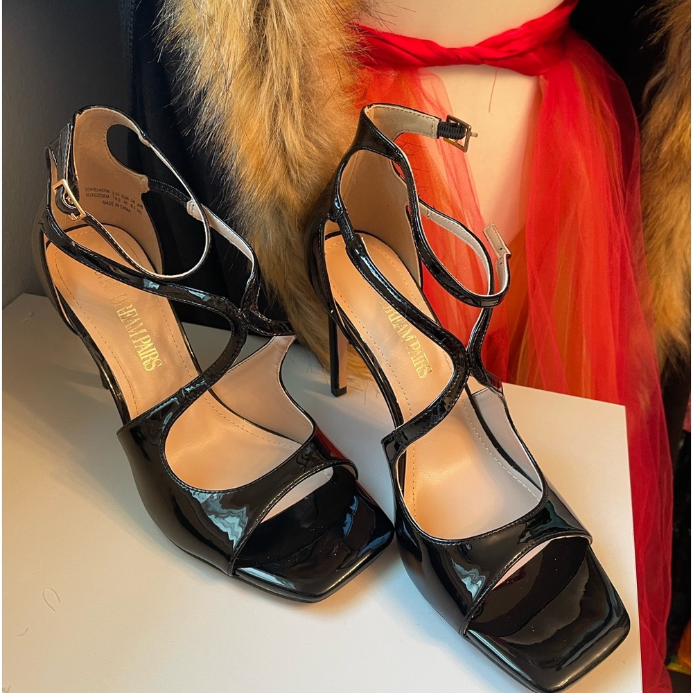 Black patent heels